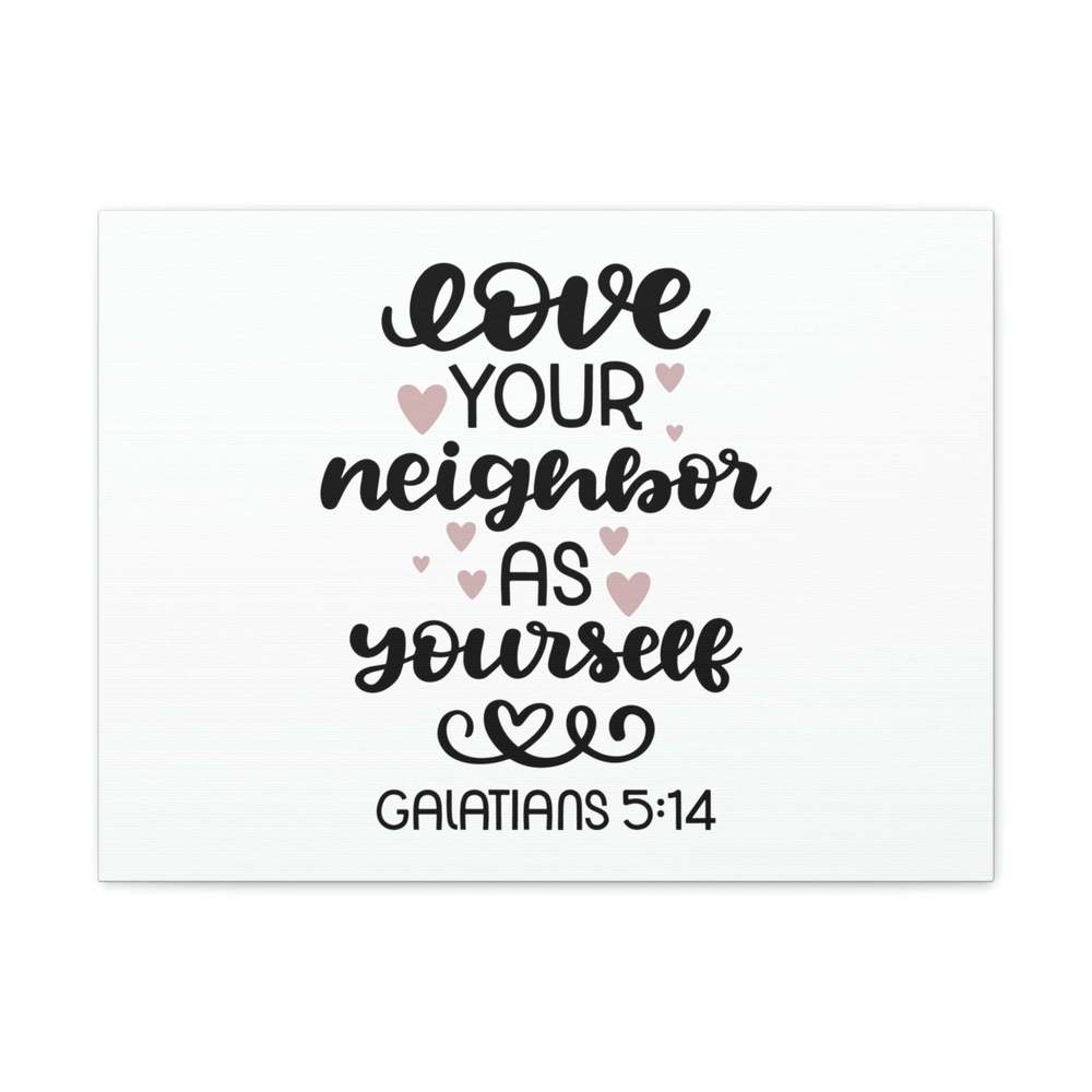 Scripture Sign Love Your Neighbor Galatians 5:14 Hearts Christian Wall Art Bibl